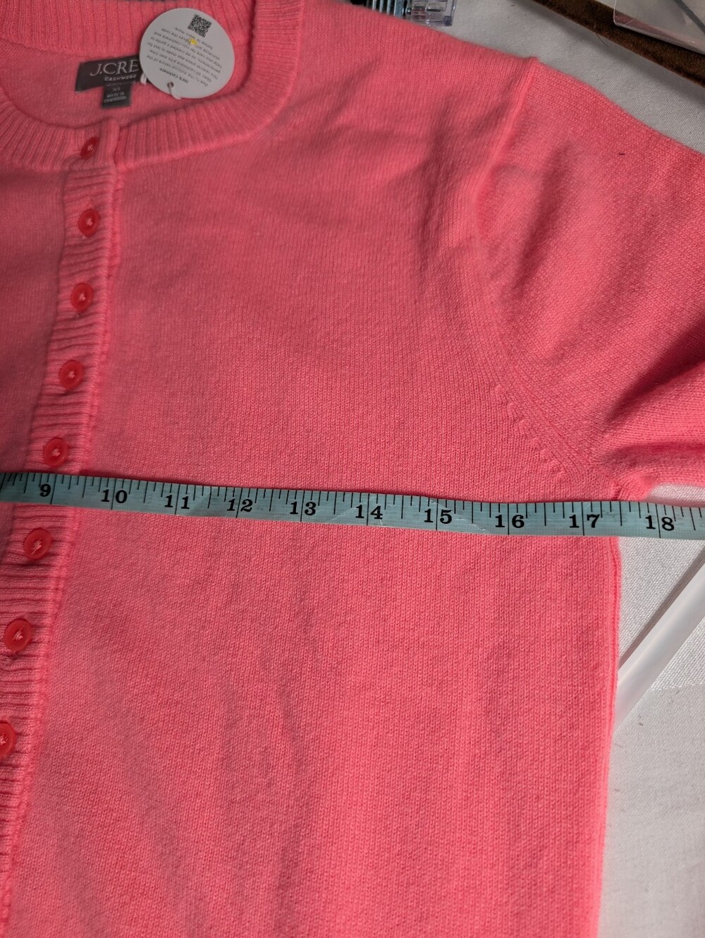 J Crew Perfect cashmere cardigan CP465 Size XS Neon Pink (Watermelon) NWT - Picture 7 of 8